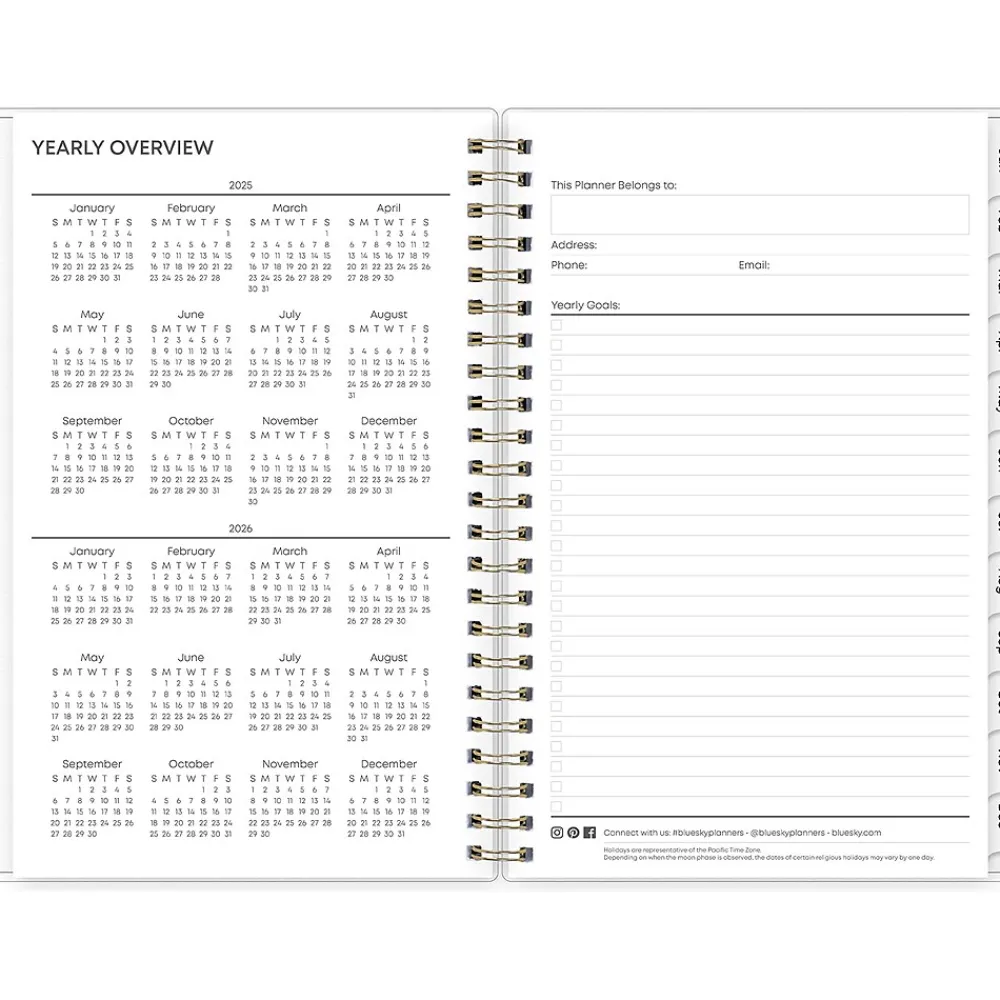 2025 Planners|Blue Sky 2025 Laurel 5" x 8" Weekly & Monthly Planner, Plastic Cover, Multicolor (135895-25)