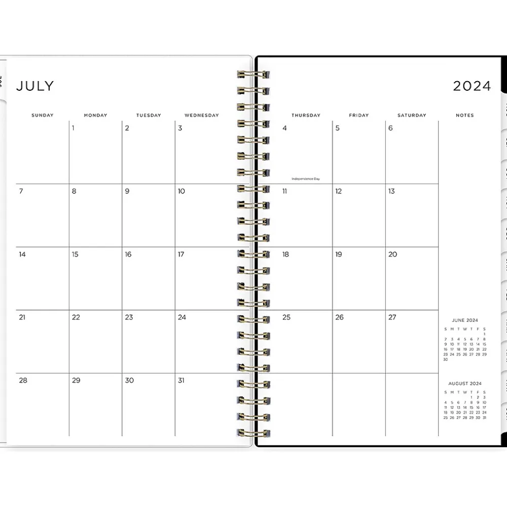 Academic Planners|Blue Sky 2024-2025 Leopard Black 5" x 8" Academic Weekly & Monthly Planner, Plastic Cover, Black/White (149047-A25)