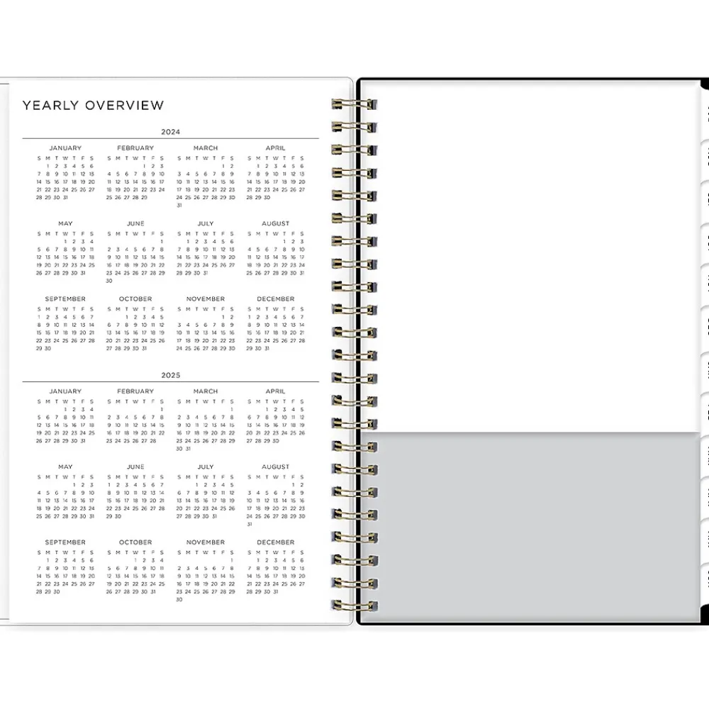 Academic Planners|Blue Sky 2024-2025 Leopard Black 5" x 8" Academic Weekly & Monthly Planner, Plastic Cover, Black/White (149047-A25)