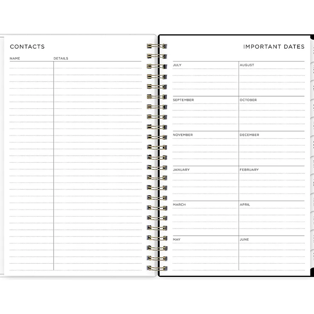 Academic Planners|Blue Sky 2024-2025 Leopard Black 5" x 8" Academic Weekly & Monthly Planner, Plastic Cover, Black/White (149047-A25)