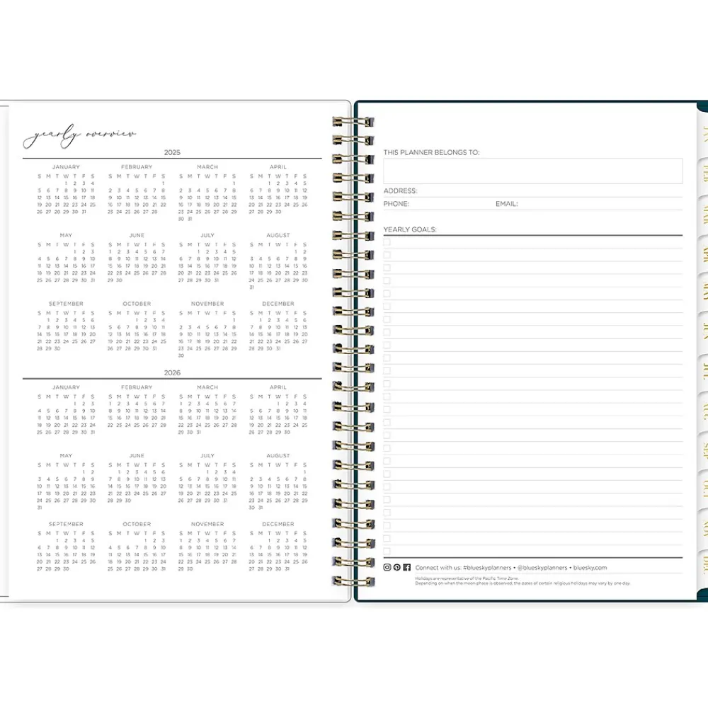 2025 Planners|Blue Sky 2025 Life-Note It Dania Dark 5.88" x 8.63" Weekly & Monthly Planner, Plastic Cover, Multicolor (139478-25)