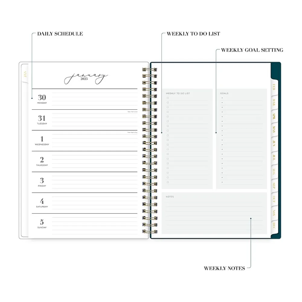 2025 Planners|Blue Sky 2025 Life-Note It Dania Dark 5.88" x 8.63" Weekly & Monthly Planner, Plastic Cover, Multicolor (139478-25)