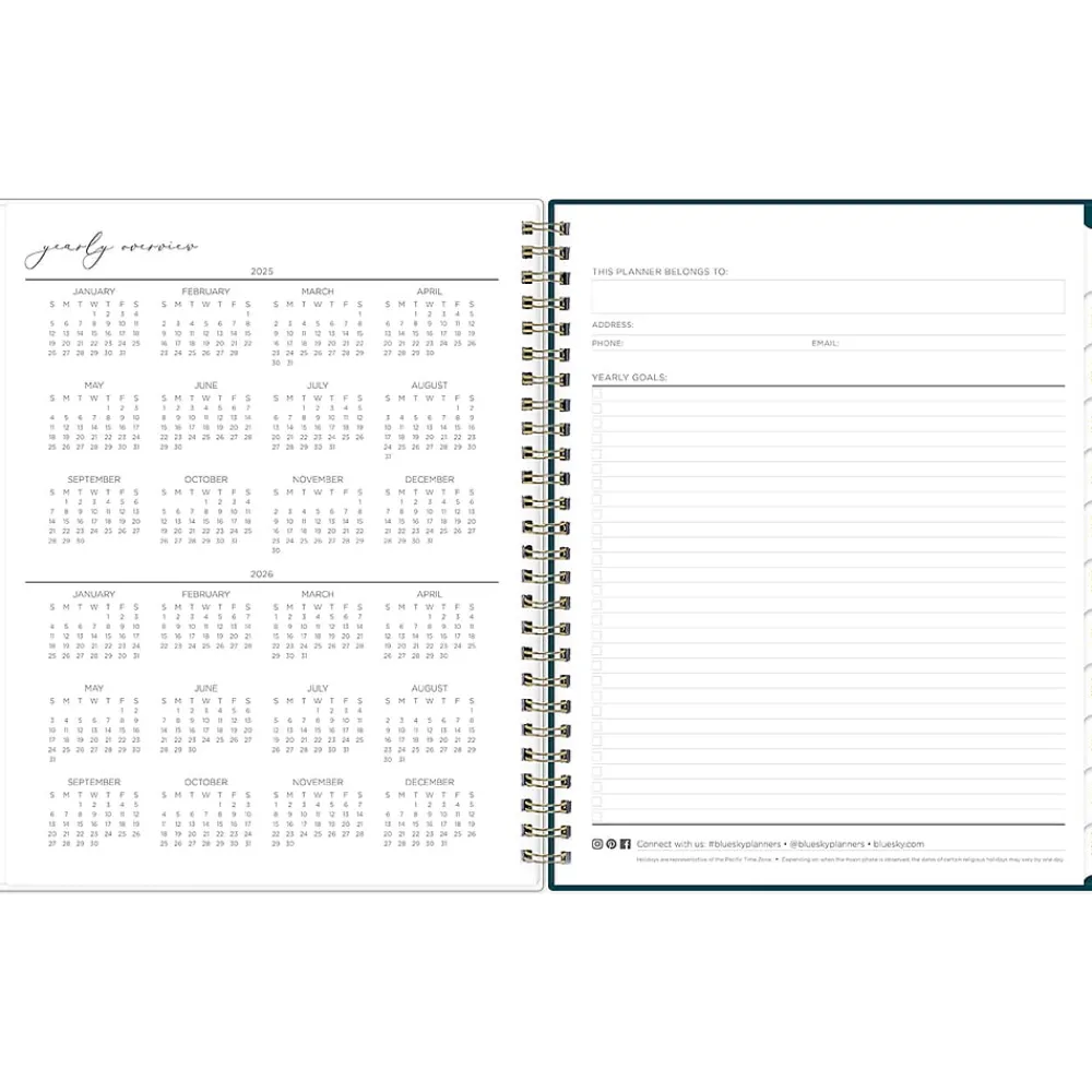 2025 Planners|Blue Sky 2025 Life-Note It Marina 7" x 9" Weekly & Monthly Planner, Plastic Cover, Blue (139480-25)