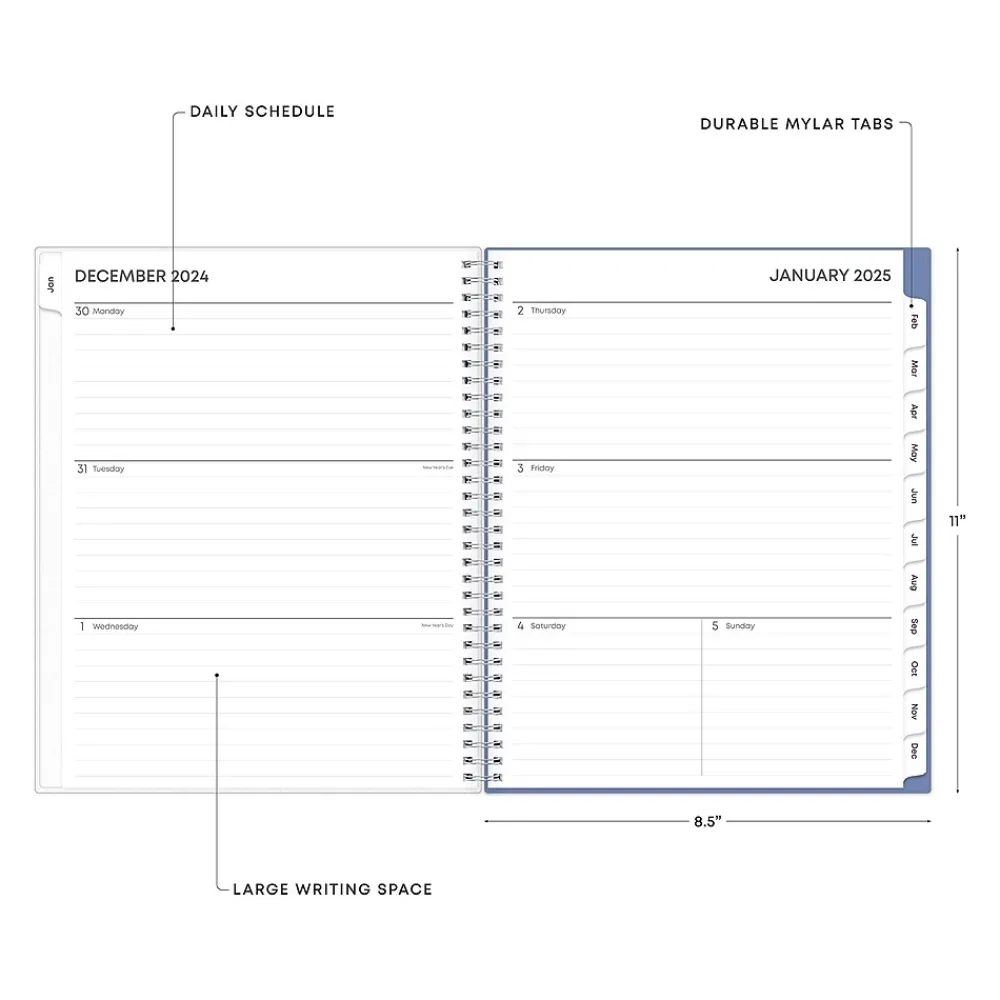 2025 Planners|Blue Sky 2025 Lindley 8.5" x 11" Weekly & Monthly Planner, Plastic Cover, Multicolor (100654-25)