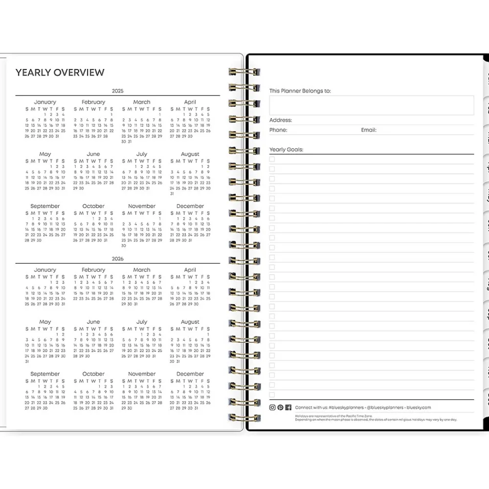 2025 Planners|Blue Sky 2025 Lolani 5" x 8" Weekly & Monthly Planner, Plastic Cover, Green/Gray (152462)