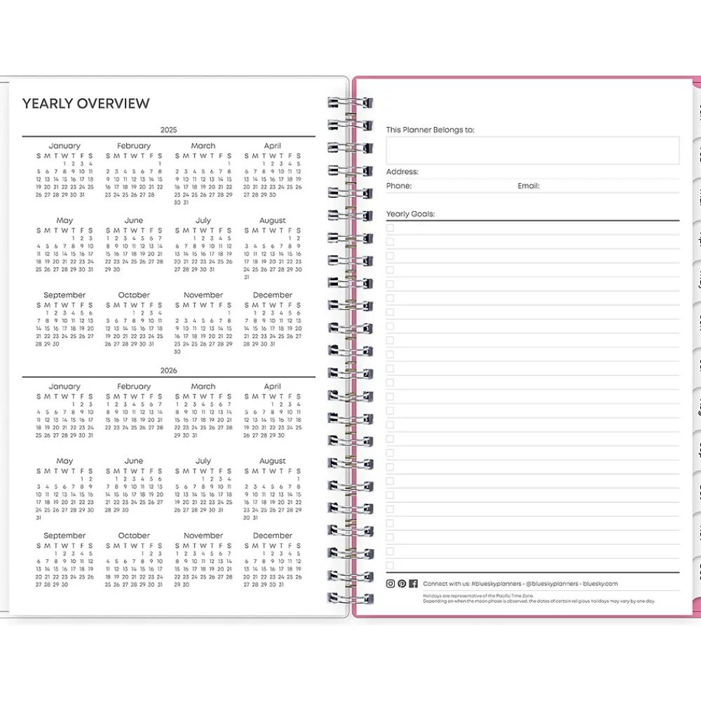 2025 Planners|Blue Sky 2025 Lucidity 5" x 8" Weekly & Monthly Planner, Plastic Cover, Pink/Blue (150786)