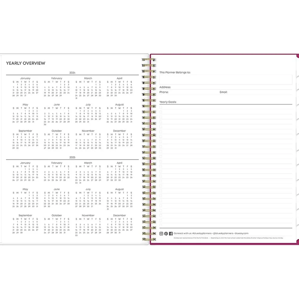 Academic Planners|Blue Sky 2024-2025 Mahalo 8.5" x 11" Academic Weekly & Monthly Planner, Plastic Cover, Multicolor (100149-A25)