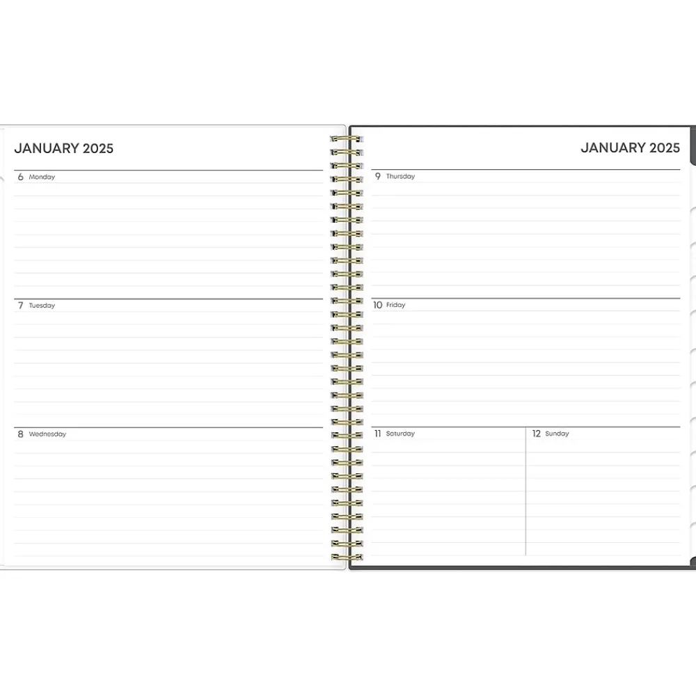 2025 Planners|Blue Sky 2025 Makeera 8.5" x 11" Weekly & Monthly Planner, Plastic Cover, Dark Gray/White (150784)