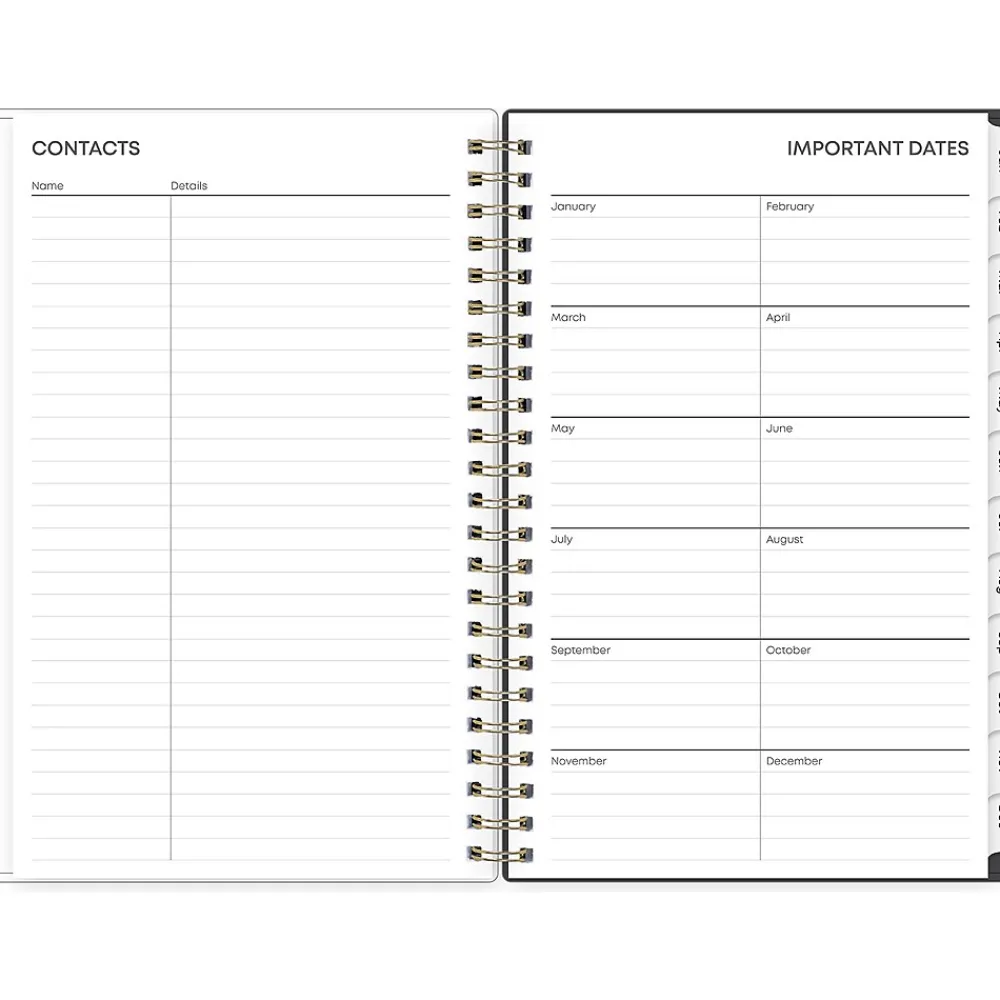 2025 Planners|Blue Sky 2025 Makeera 5" x 8" Weekly & Monthly Planner, Plastic Cover, Dark Gray/White (150783)