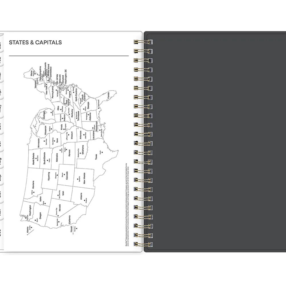 2025 Planners|Blue Sky 2025 Makeera 5" x 8" Weekly & Monthly Planner, Plastic Cover, Dark Gray/White (150783)