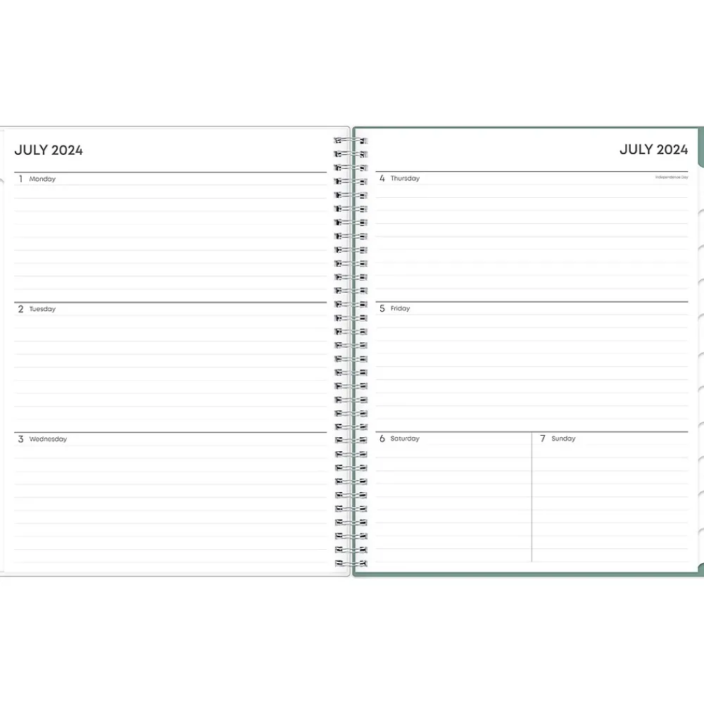Academic Planners|Blue Sky 2024-2025 Maquilla 8.5" x 11" Academic Weekly & Monthly Planner, Plastic Cover, Green/White (144954)