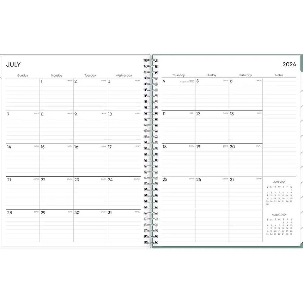 Academic Planners|Blue Sky 2024-2025 Maquilla 8.5" x 11" Academic Weekly & Monthly Planner, Plastic Cover, Green/White (144954)