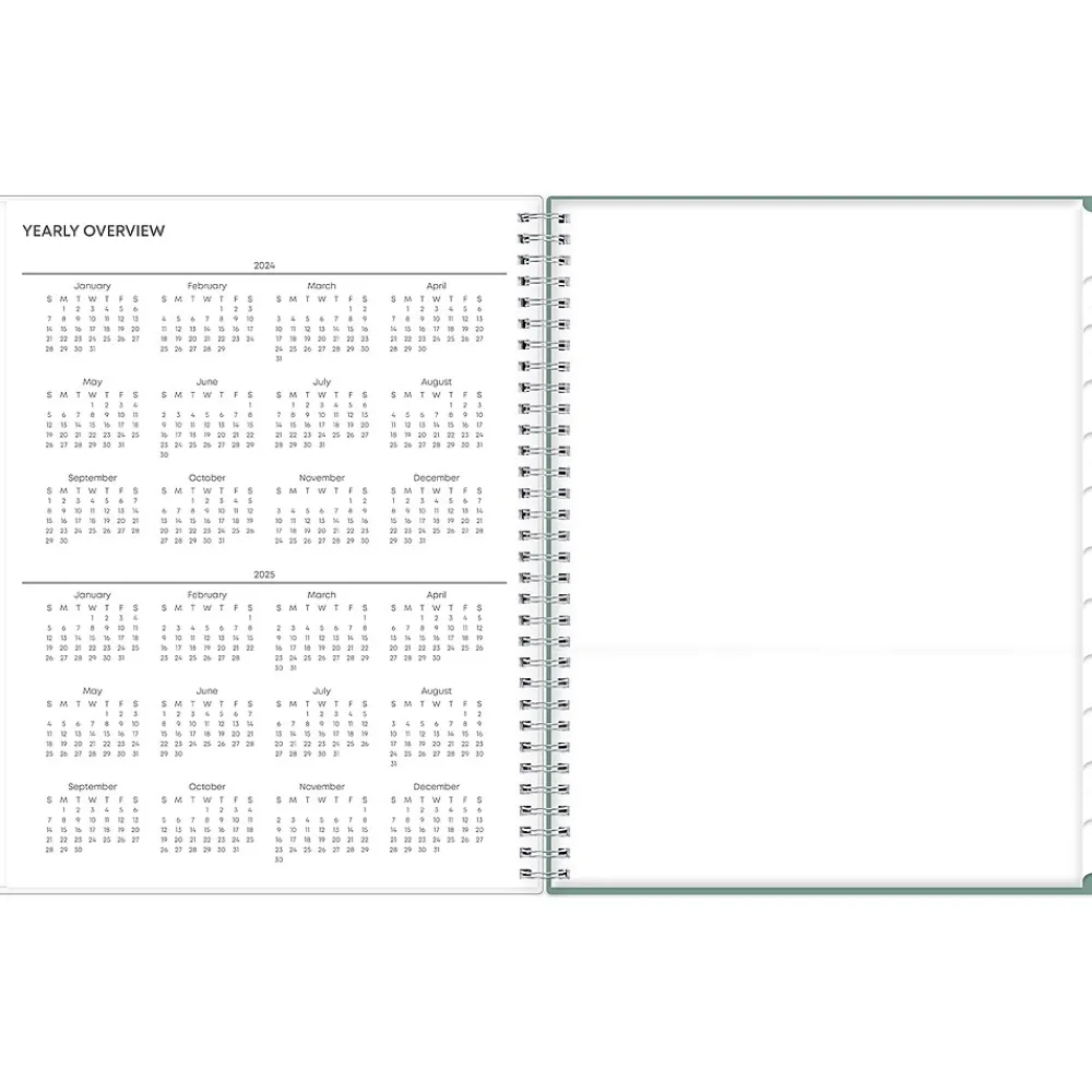 Academic Planners|Blue Sky 2024-2025 Maquilla 8.5" x 11" Academic Weekly & Monthly Planner, Plastic Cover, Green/White (144954)