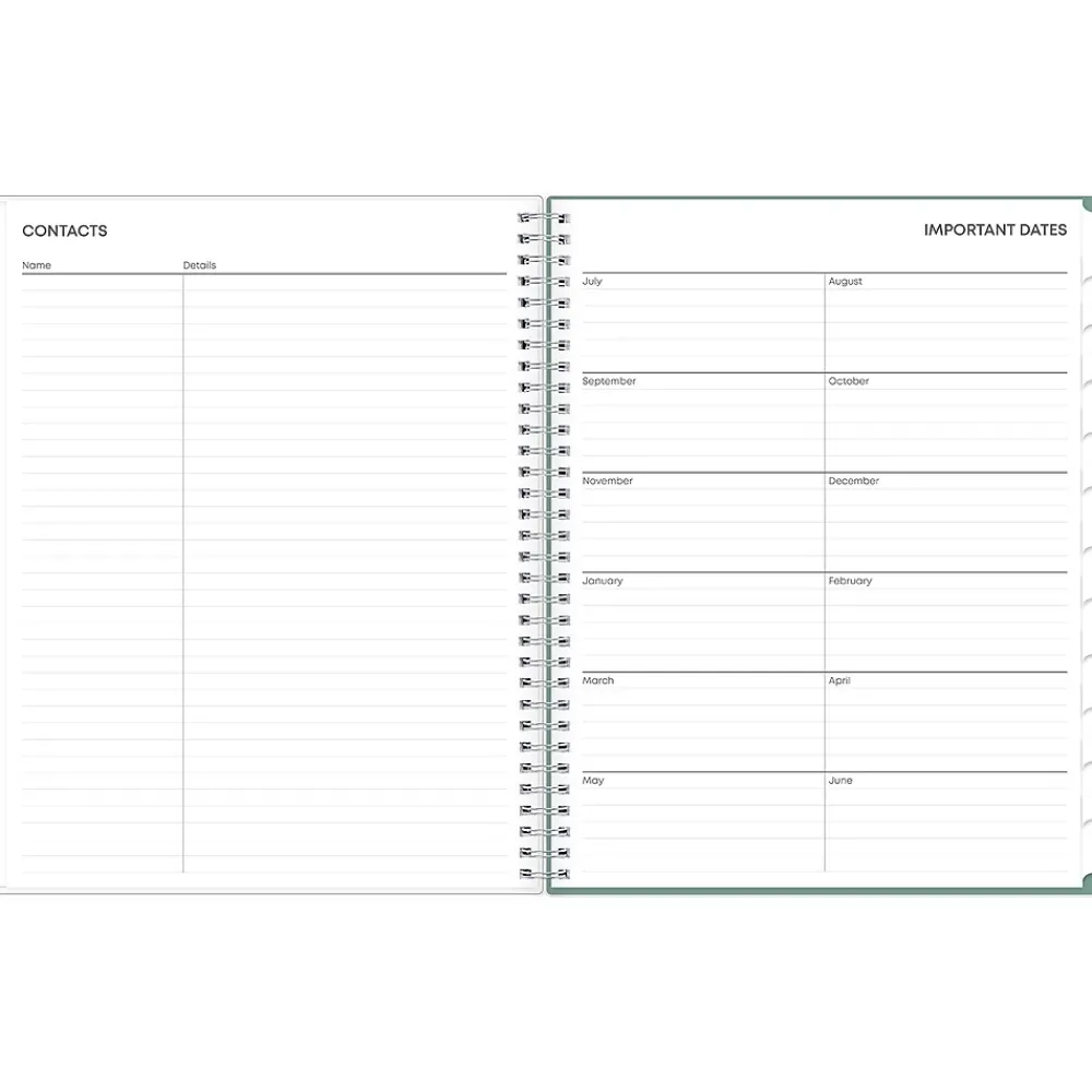 Academic Planners|Blue Sky 2024-2025 Maquilla 8.5" x 11" Academic Weekly & Monthly Planner, Plastic Cover, Green/White (144954)