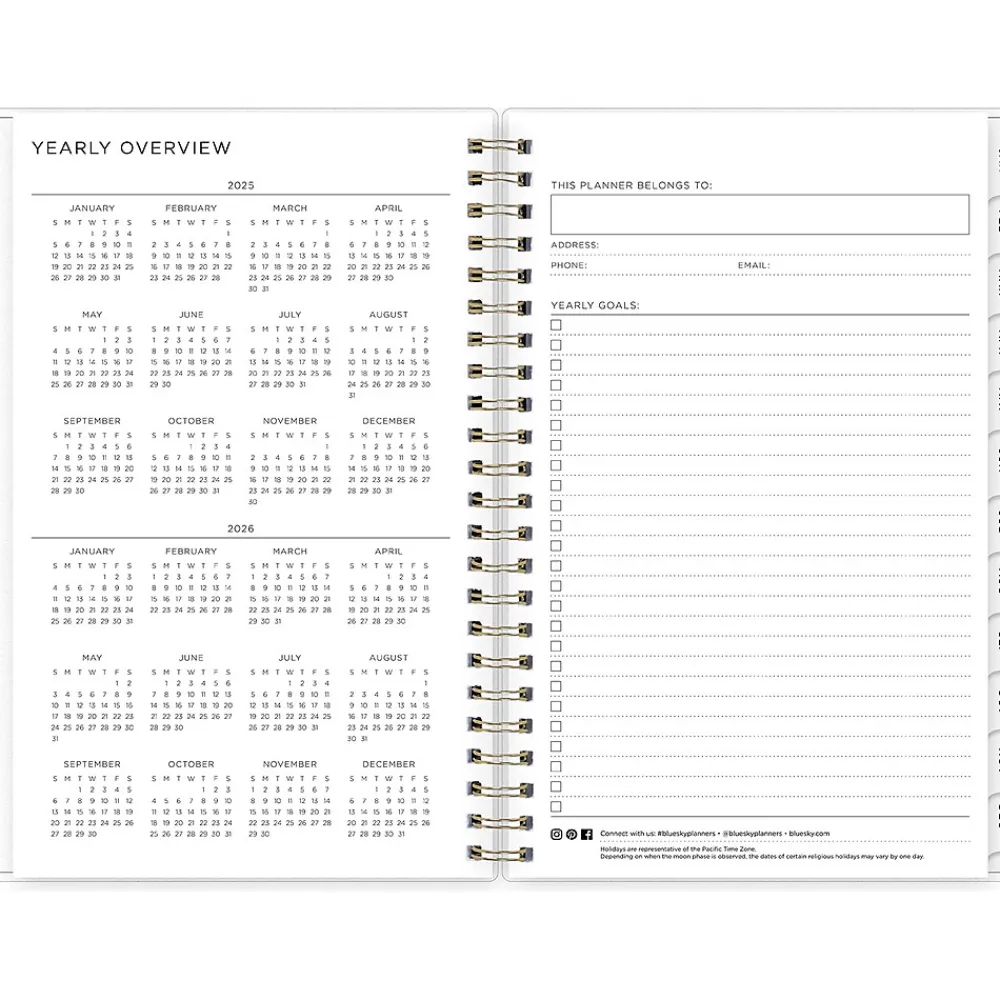 2025 Planners|Blue Sky 2025 Marble Purple 5" x 8" Weekly & Monthly Planner, Plastic Cover, Purple/Pink (148250)