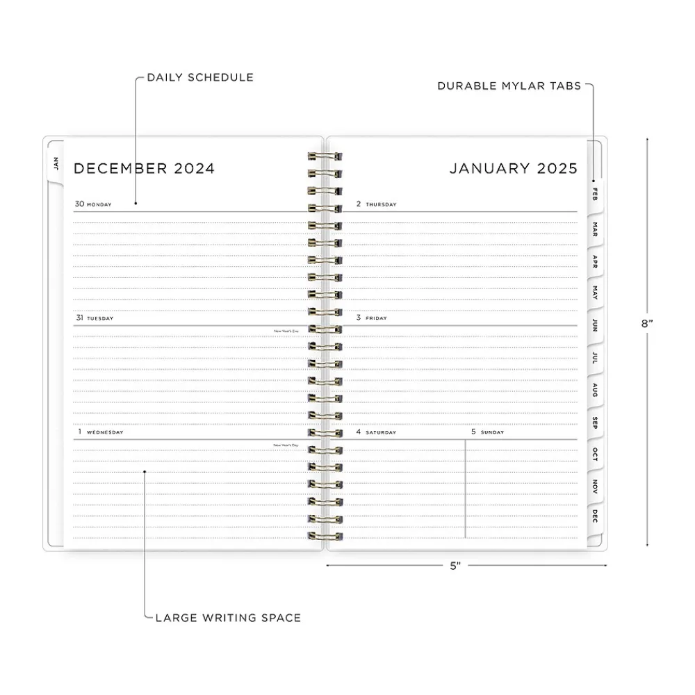 2025 Planners|Blue Sky 2025 Marble Purple 5" x 8" Weekly & Monthly Planner, Plastic Cover, Purple/Pink (148250)