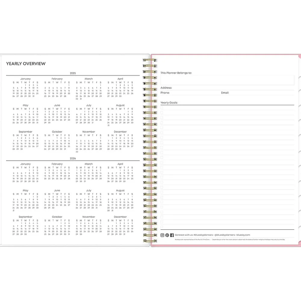 2025 Planners|Blue Sky 2025 Mimi Pink 8.5" x 11" Weekly & Monthly Planner, Plastic Cover, Pink/Dark Blue (137264-25)