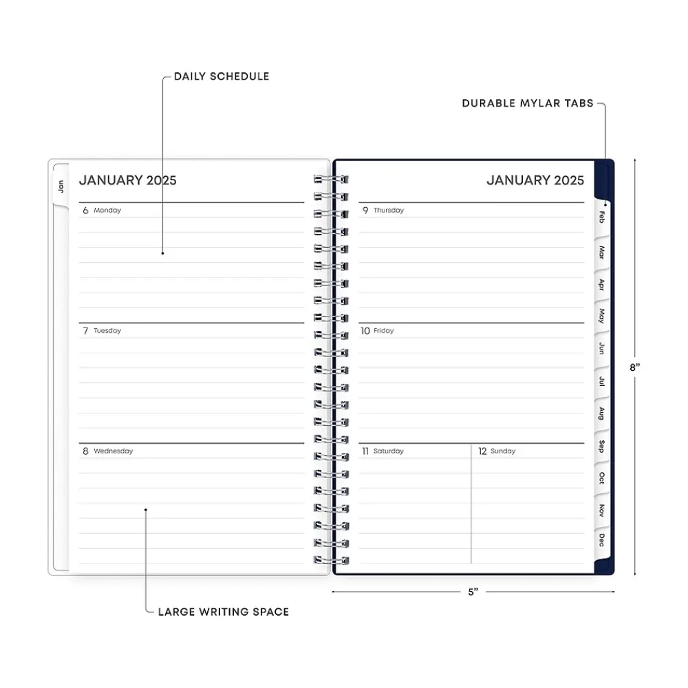 2025 Planners|Blue Sky 2025 Moment 5" x 8" Weekly & Monthly Planner, Plastic Cover, Blue/Purple (148327)