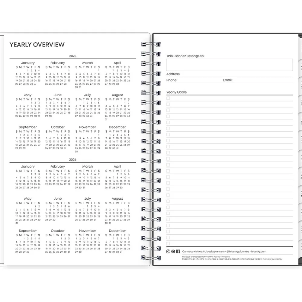 2025 Planners|Blue Sky 2025 Montauk 5" x 8" Weekly & Monthly Planner, Plastic Cover, Gray/Beige (133875-25)
