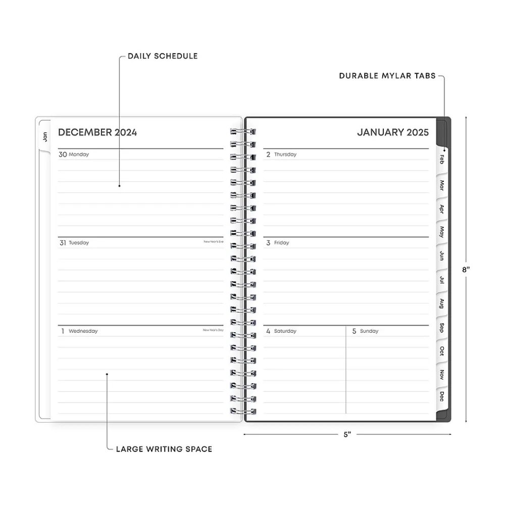 2025 Planners|Blue Sky 2025 Montauk 5" x 8" Weekly & Monthly Planner, Plastic Cover, Gray/Beige (133875-25)