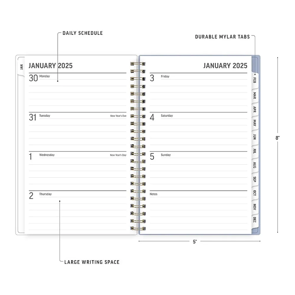 2025 Planners|Blue Sky 2025 Nalakina 5" x 8" Weekly & Monthly Planner, Plastic Cover, Blue (152240)
