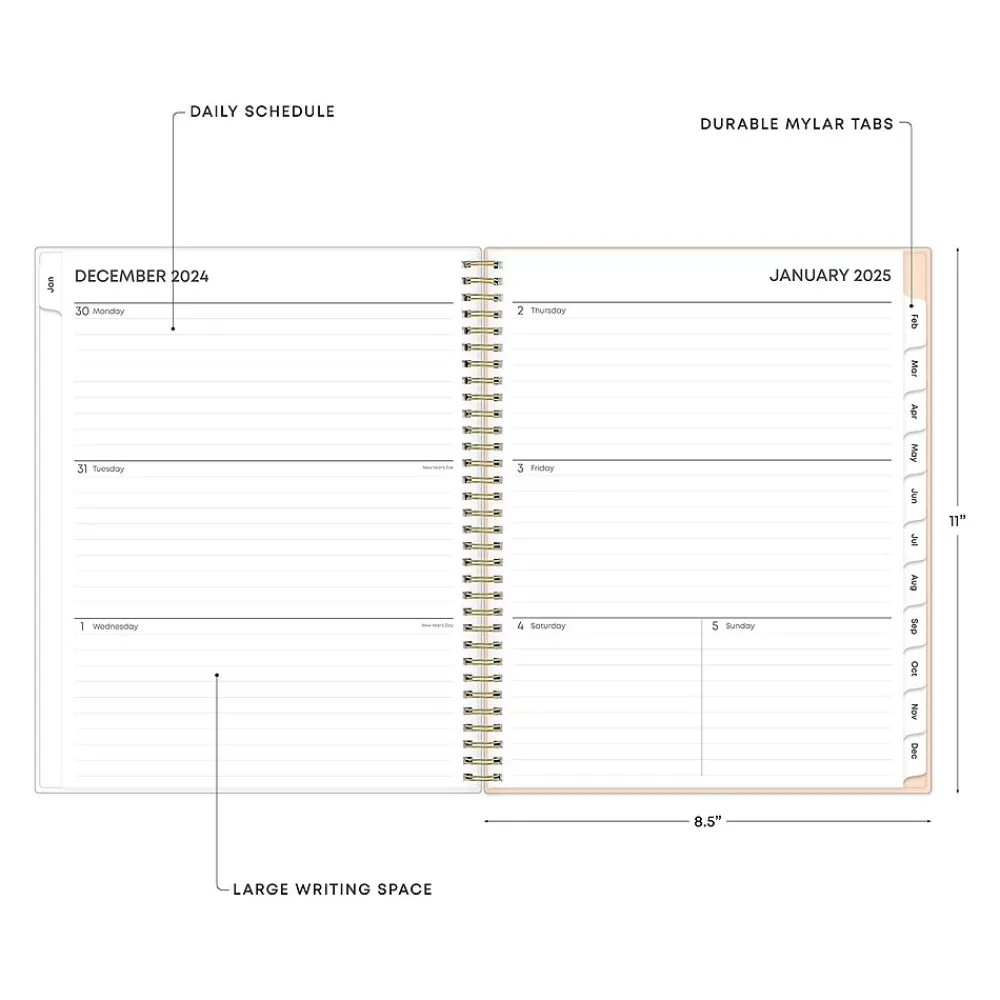 2025 Planners|Blue Sky 2025 Natalya 8.5" x 11" Weekly & Monthly Planner, Plastic Cover, Pink/White (148764-25)