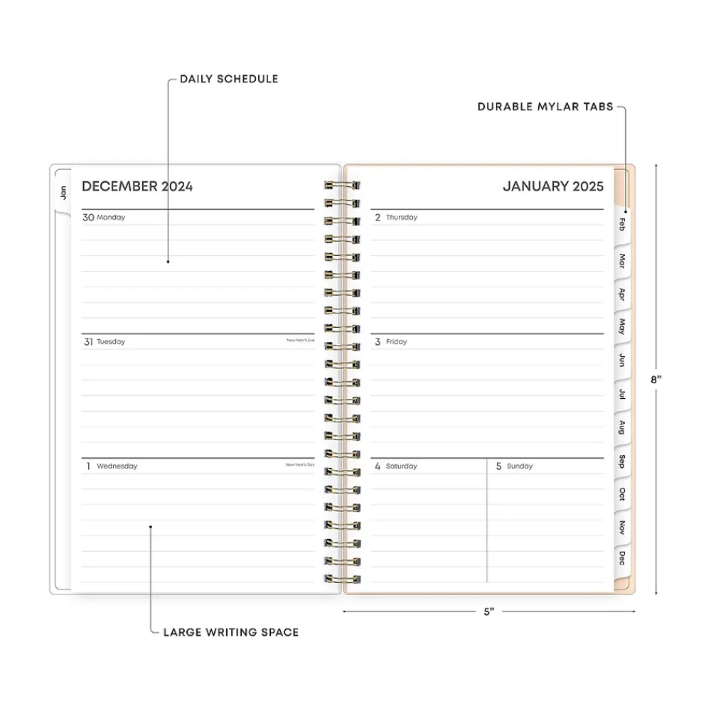 2025 Planners|Blue Sky 2025 Natalya 5" x 8" Weekly & Monthly Planner, Plastic Cover, Pink/White (148769-25)