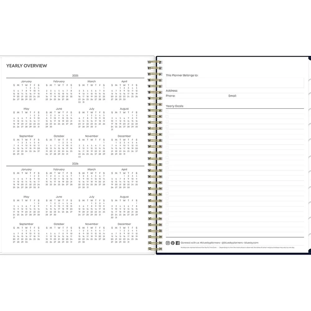 2025 Planners|Blue Sky 2025 Nightfall 8.5" x 11" Weekly & Monthly Planner, Plastic Cover, Multicolor (150545)