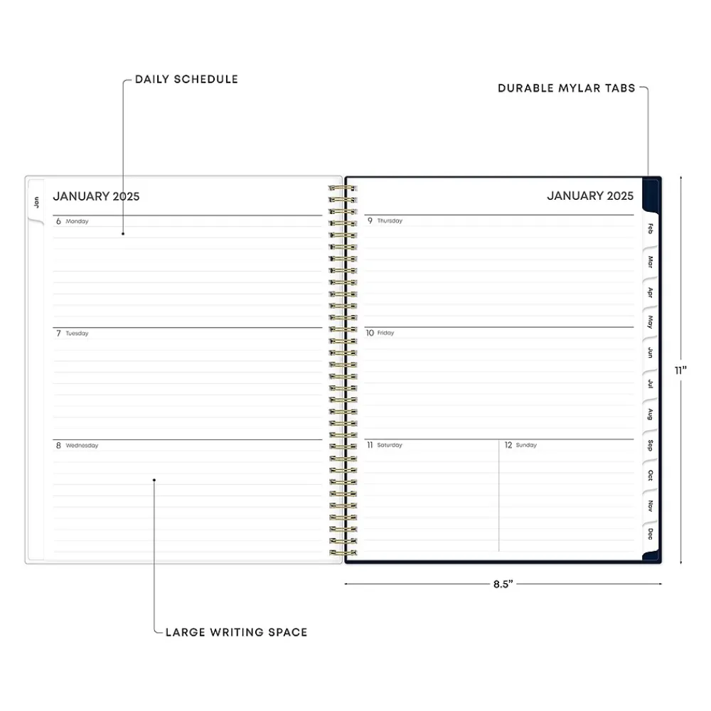 2025 Planners|Blue Sky 2025 Nightfall 8.5" x 11" Weekly & Monthly Planner, Plastic Cover, Multicolor (150545)