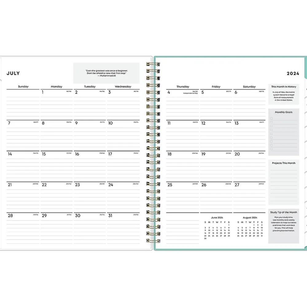Academic Planners|Blue Sky 2024-2025 Ombre Map 7" x 9" Academic Weekly & Monthly Student Planner, Plastic Cover, Multicolor (145019)