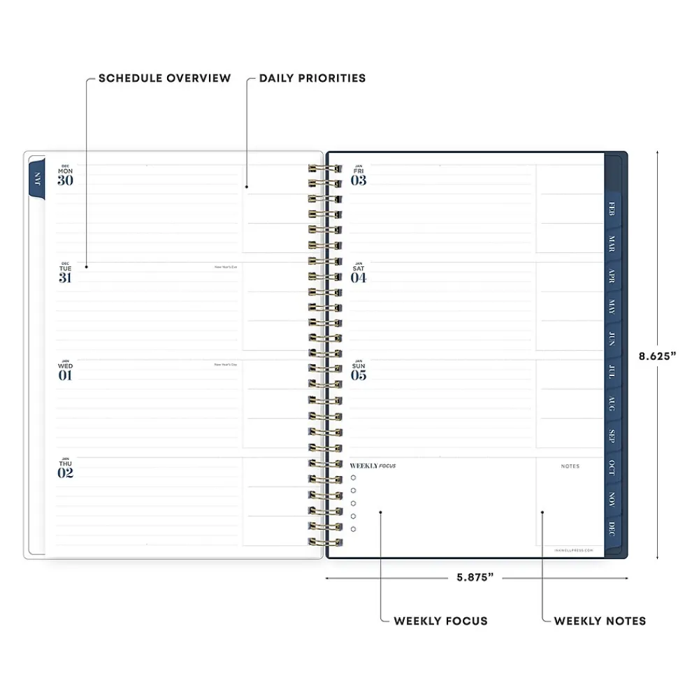 2025 Planners|Blue Sky 2025 Ombre Sky 5.88" x 8.63" Weekly & Monthly Planner, Plastic Cover, Blue/Pink (147982)