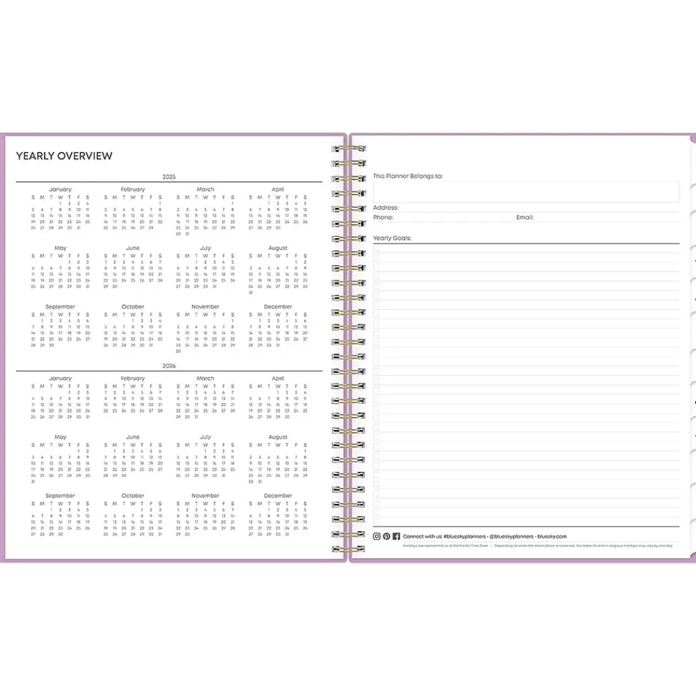2025 Planners|Blue Sky 2025 Orchid 8" x 10" Monthly Planner, Plastic Cover, Purple (147941)