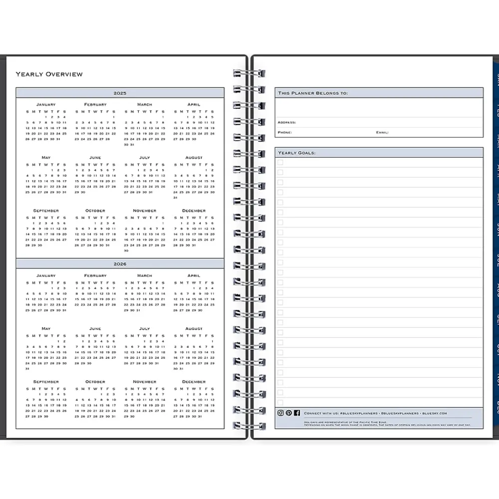 2025 Planners|Blue Sky 2025 Passages 5.88" x 8.63" Weekly & Monthly Planner, Plastic Cover, Charcoal Gray (100010-25)