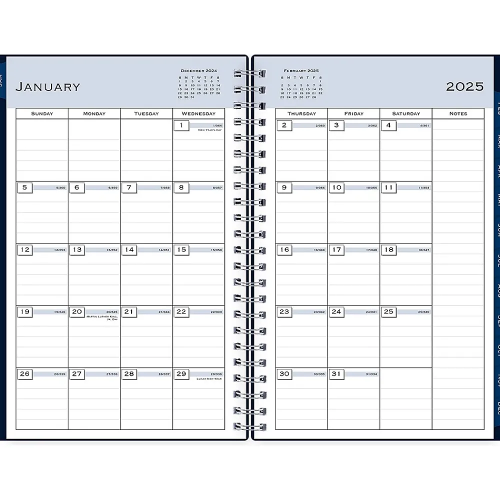 2025 Planners|Blue Sky 2025 Passages 5" x 8" Weekly & Monthly Planner, Plastic Cover, Navy Blue (148657-25)
