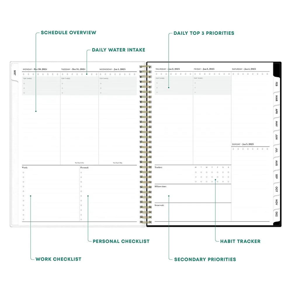 2025 Planners|Blue Sky 2025 Petiti 8.5" x 11" Weekly & Monthly Planner, Plastic Cover, Multicolor (149082)