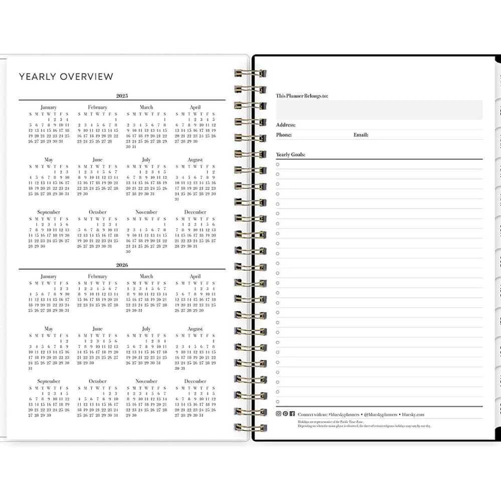 2025 Planners|Blue Sky 2025 Petiti 5" x 8" Weekly & Monthly Planner, Plastic Cover, Multicolor (152243)