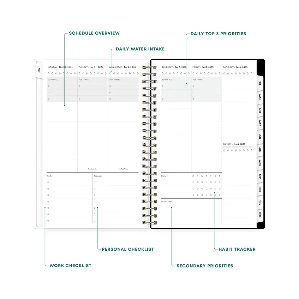 2025 Planners|Blue Sky 2025 Petiti 5" x 8" Weekly & Monthly Planner, Plastic Cover, Multicolor (152243)