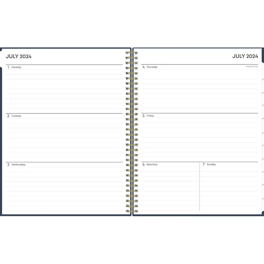 Academic Planners|Blue Sky 2024-2025 Pucker 8.5" x 11" Academic Weekly & Monthly Planner, Plastic Cover, Navy (146759)