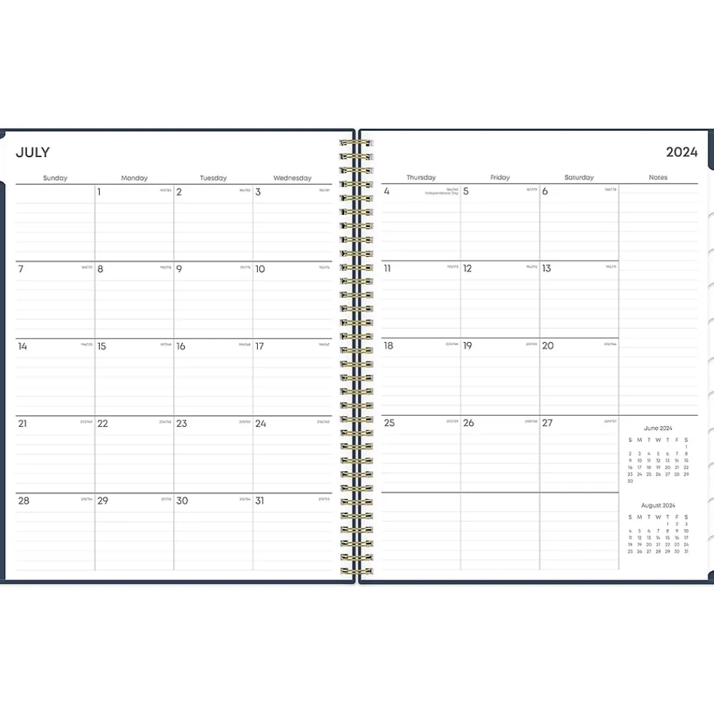 Academic Planners|Blue Sky 2024-2025 Pucker 8.5" x 11" Academic Weekly & Monthly Planner, Plastic Cover, Navy (146759)