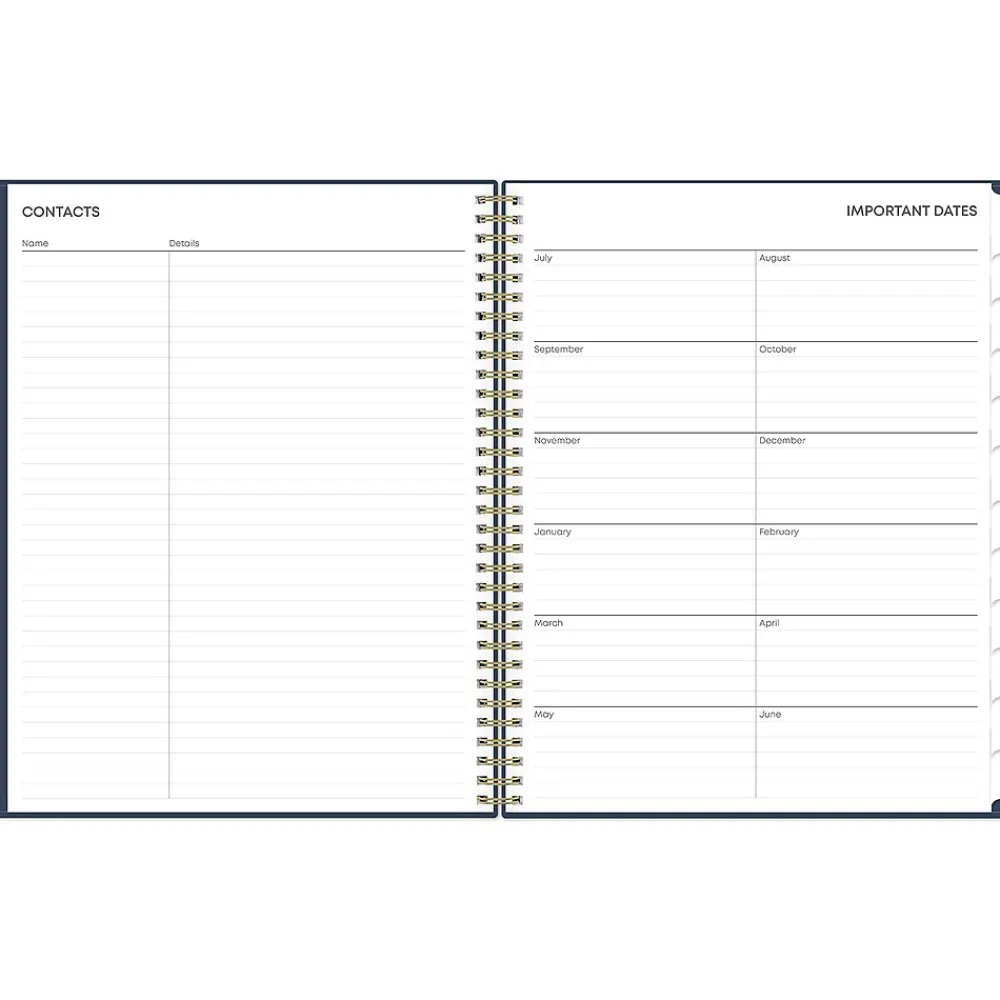 Academic Planners|Blue Sky 2024-2025 Pucker 8.5" x 11" Academic Weekly & Monthly Planner, Plastic Cover, Navy (146759)