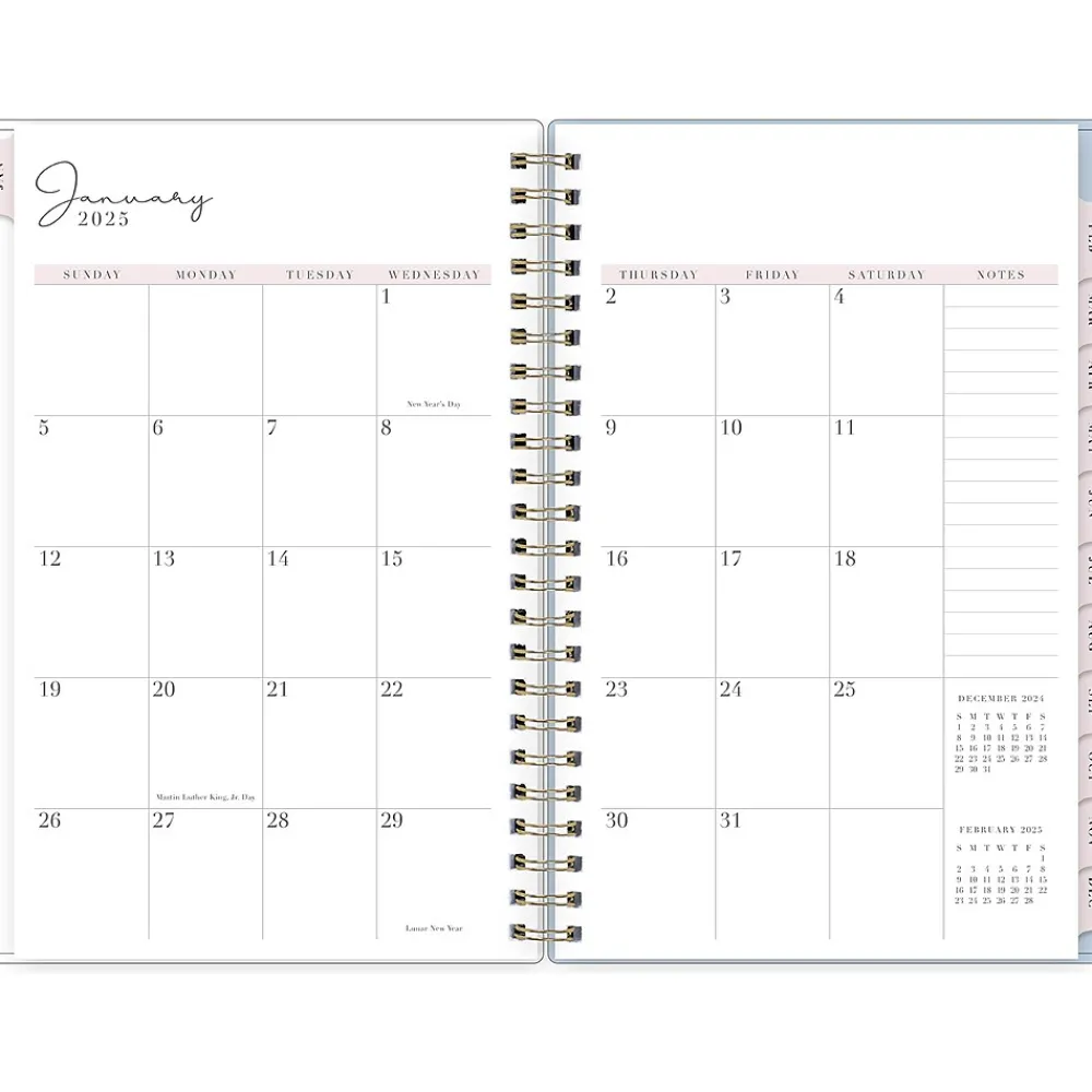 2025 Planners|Blue Sky 2025 Rachel Parcell Parcella 5" x 8" Weekly & Monthly Planner, Plastic Cover, Blue/White (151202)