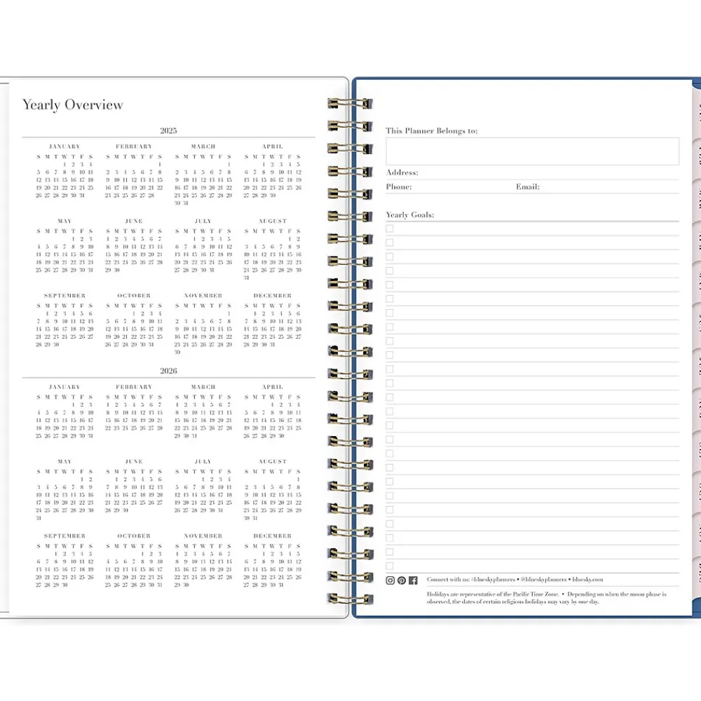 2025 Planners|Blue Sky 2025 Rachel Parcell Tressa 5" x 8" Weekly & Monthly Planner, Plastic Cover, Multicolor (151194)