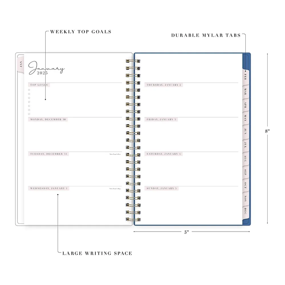 2025 Planners|Blue Sky 2025 Rachel Parcell Tressa 5" x 8" Weekly & Monthly Planner, Plastic Cover, Multicolor (151194)