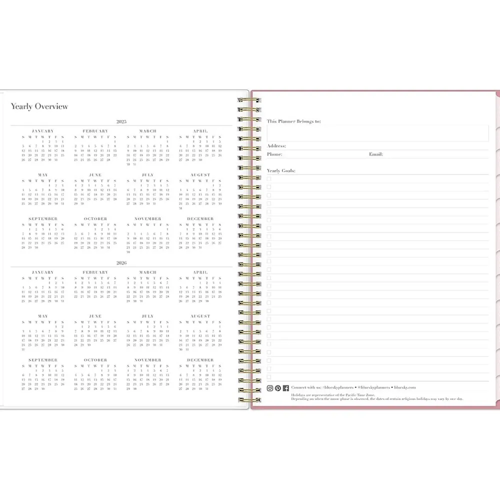 2025 Planners|Blue Sky 2025 Rachel Parcell Rose 8.5" x 11" Weekly & Monthly Planner, Plastic Cover, Multicolor (148187)