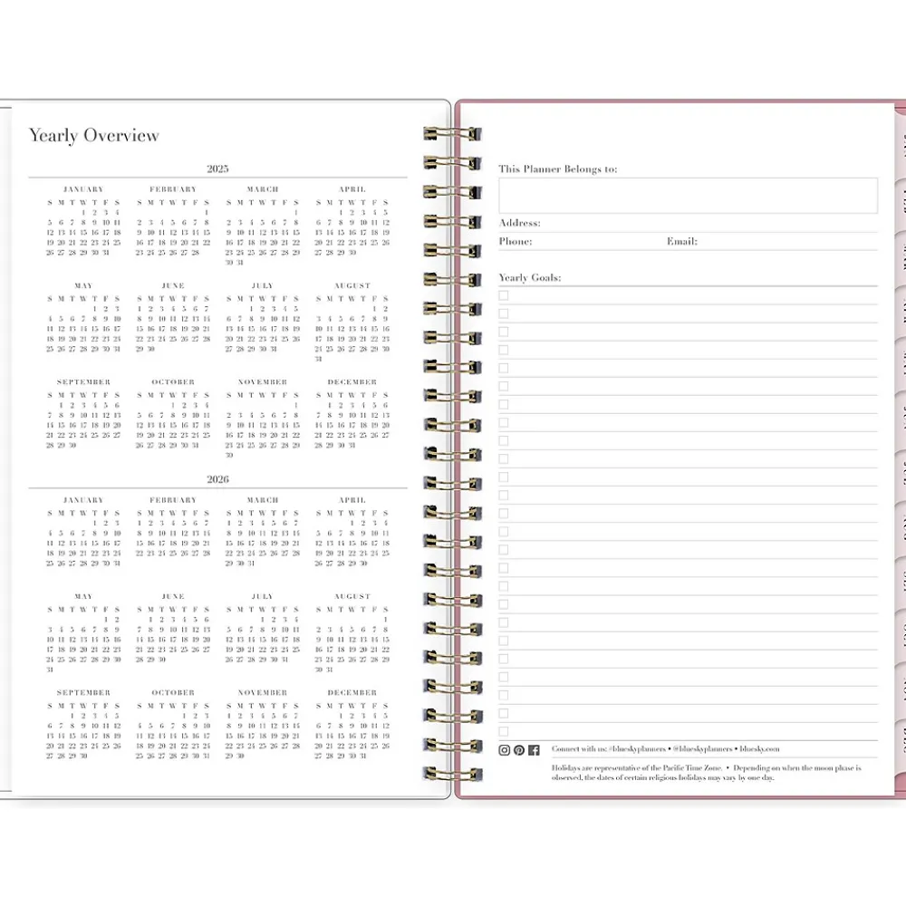 2025 Planners|Blue Sky 2025 Rachel Parcell Rose 5" x 8" Weekly & Monthly Planner, Plastic Cover, Multicolor (148189)