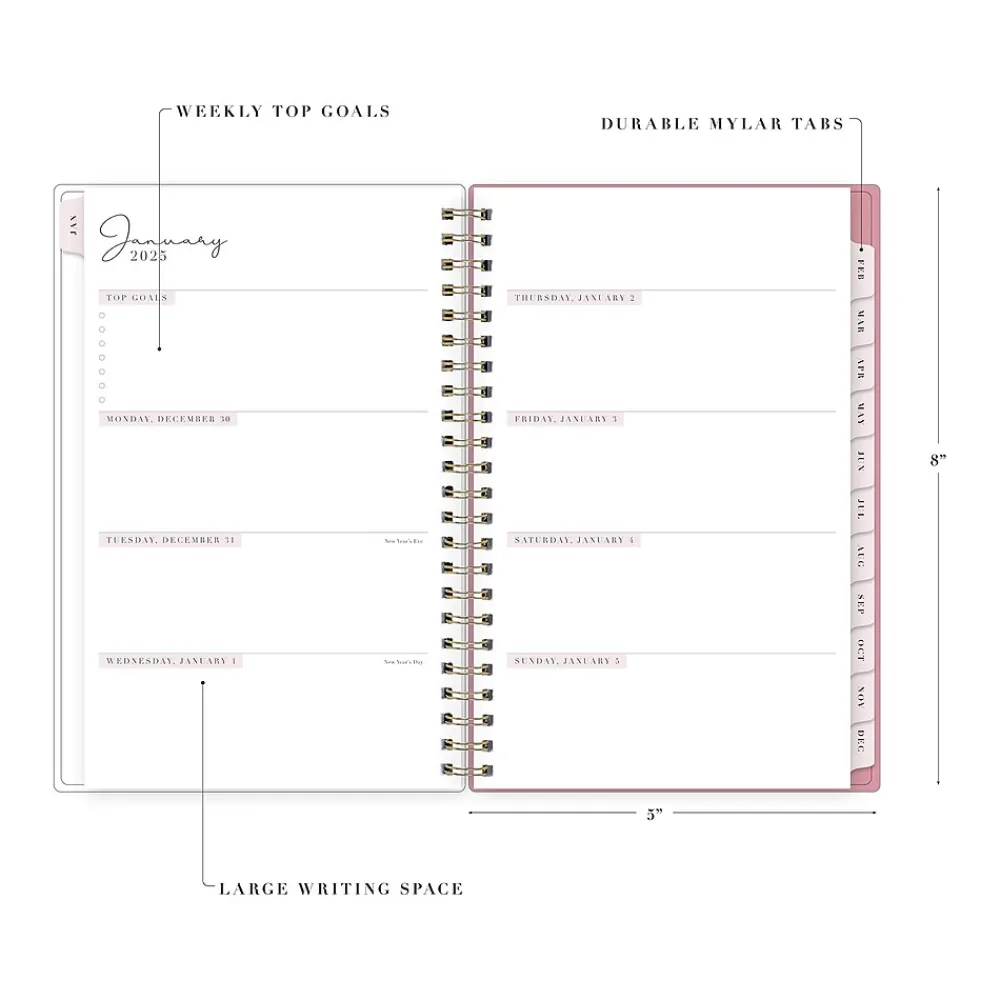 2025 Planners|Blue Sky 2025 Rachel Parcell Rose 5" x 8" Weekly & Monthly Planner, Plastic Cover, Multicolor (148189)