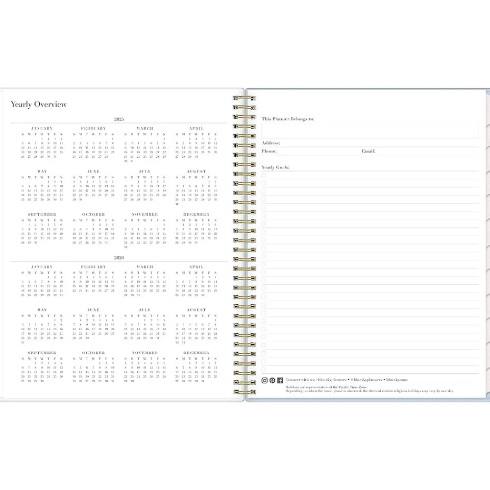 2025 Planners|Blue Sky 2025 Rachel Parcell Parcella 8.5" x 11" Weekly & Monthly Planner, Plastic Cover, Blue/White (151203)