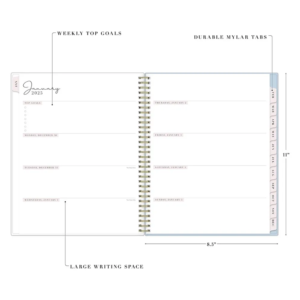 2025 Planners|Blue Sky 2025 Rachel Parcell Parcella 8.5" x 11" Weekly & Monthly Planner, Plastic Cover, Blue/White (151203)