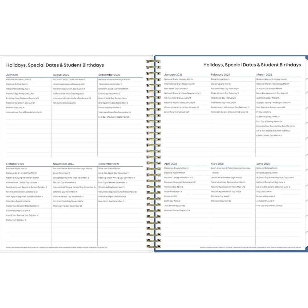 Academic Planners|Blue Sky 2024-2025 Raquel 8.5" x 11" Academic Weekly & Monthly Planner, Plastic Cover, Blue (145035)