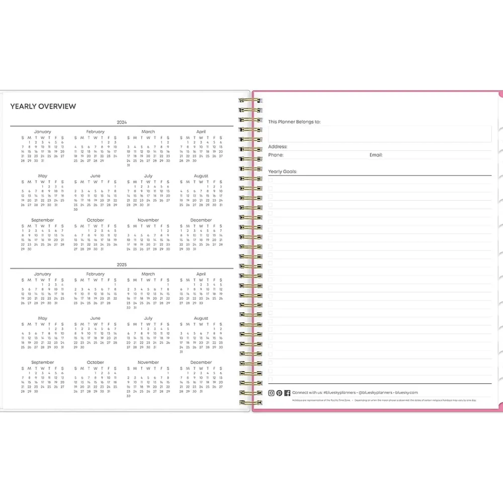 Academic Planners|Blue Sky 2024-2025 Roosevelt 8.5" x 11" Academic Weekly & Monthly Planner, Plastic Cover, Multicolor (128691-A25)